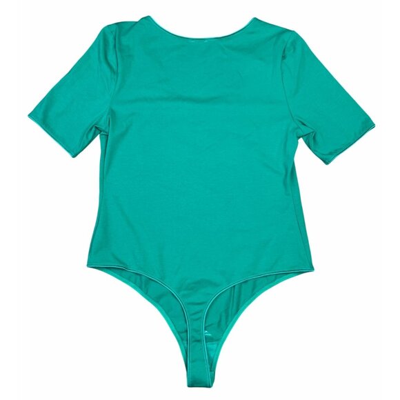 Free People Intimately High Noon Bodysuit Green Short Sleeve Cotton Blend Size L - Picture 2 of 13